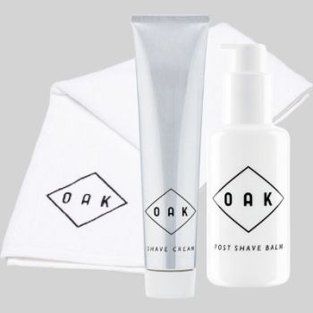 OAK Comfort Shaving Set. Face Towel, Shave Cream and Post Shave Balm.